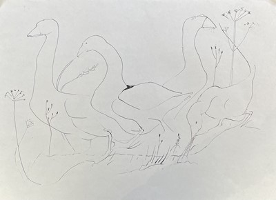 Lot 232 - Sven BERLIN (1911-1999) Geese Two Ink drawing...