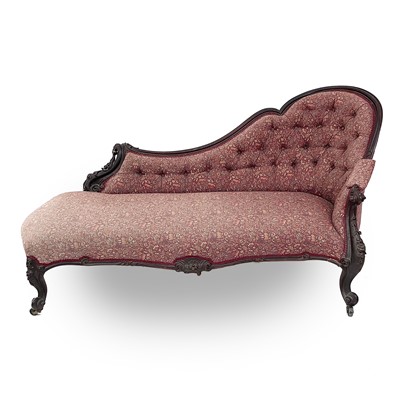 Lot 3014 - A Victorian mahogany chaise longue, the...