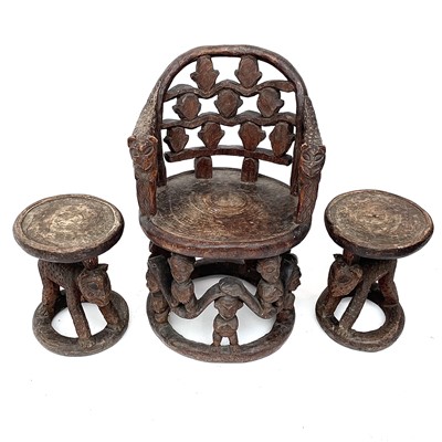 Lot 2 - A throne chair, Bamileke, Cameroon, the back...