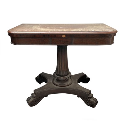 Lot 3070 - A William IV rosewood card table, with...