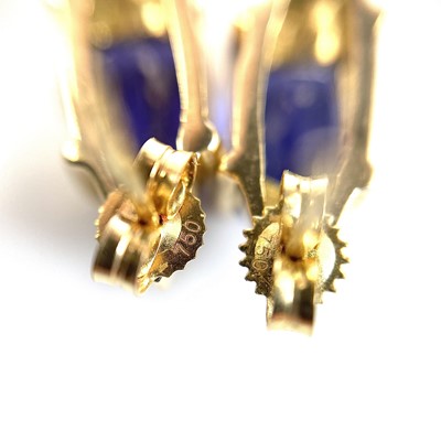 Lot 166 - A pair 18ct gold Tanzanite set stud earrings,...