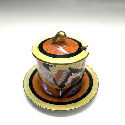 Lot 859 - A Carlton ware preserve jar, cover and stand,...