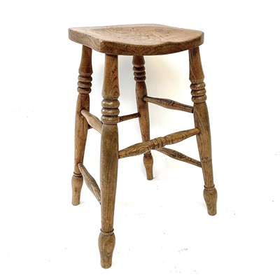 Lot 81 - A 19th century elm and ash high stool with...