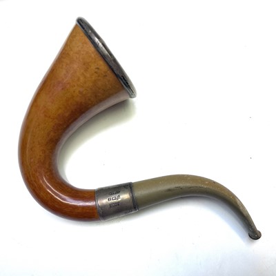 Lot 128 - A silver mounted burr wood calabash pipe, of...