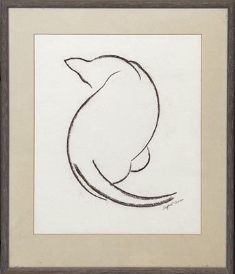 Lot 127 - Hyman SEGAL (1914-2004) Cat Charcoal on paper...