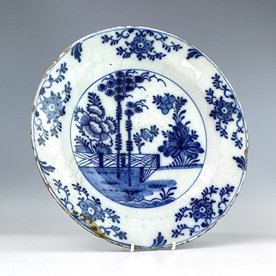Lot 31 - An 18th century Dutch Delft dish, decorated...