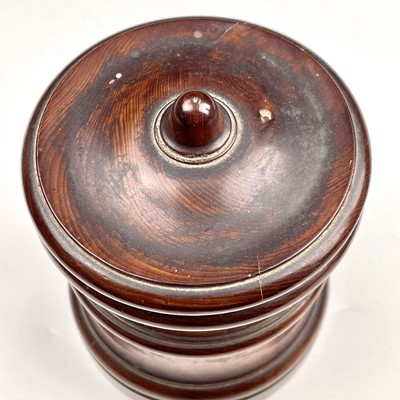 Lot 33 - A 19th century yew wood cylindrical jar and...