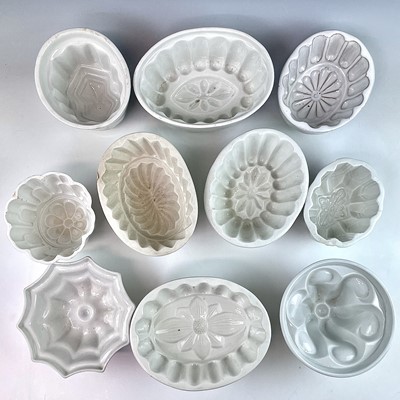 Lot 850 - Two Shelley porcelain jelly moulds together...