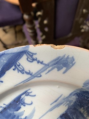 Lot 35 - An English Delft blue and white plate, late...