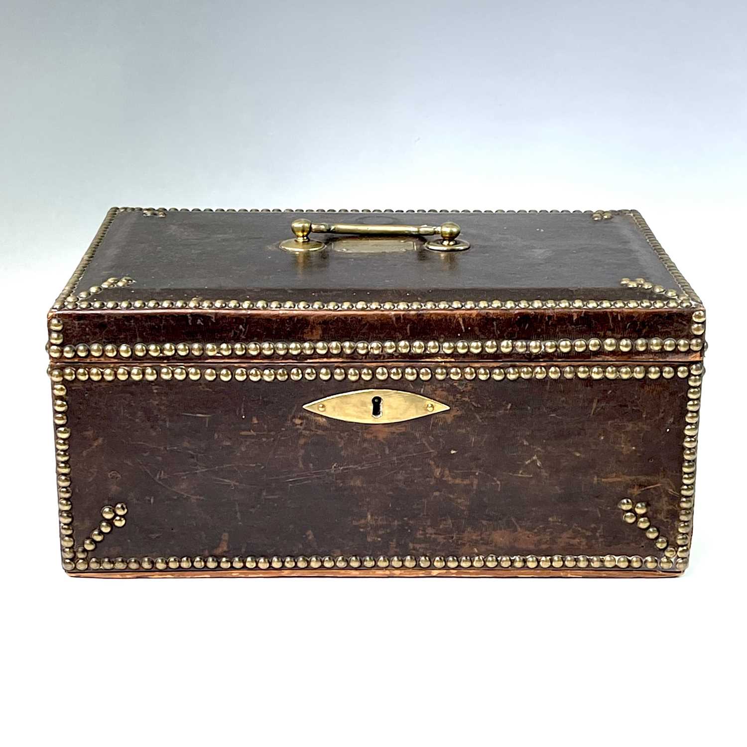 Lot 38 - A 19th century studded leather desk and...
