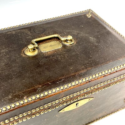 Lot 38 - A 19th century studded leather desk and...