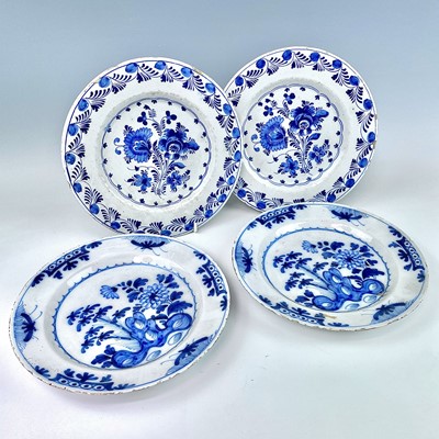 Lot 44 - Two pairs of 18th century Delft blue and white...