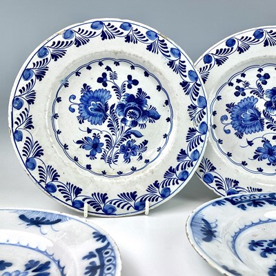 Lot 44 - Two pairs of 18th century Delft blue and white...