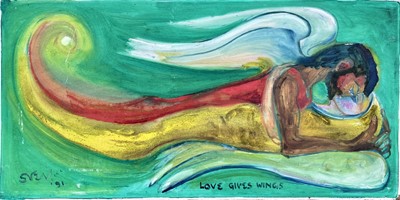 Lot 145 - Sven BERLIN (1911-1999) Love Gives Wings   Oil...