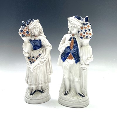 Lot 883 - A pair of Victorian Staffordshire flatback...