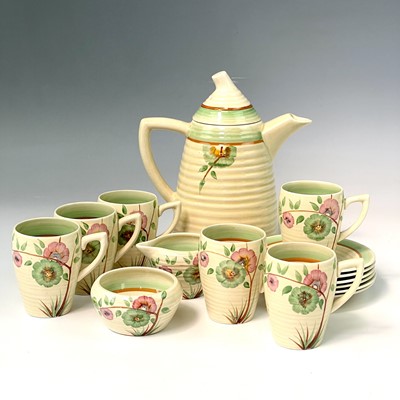 Lot 821 - A Clarice Cliff Lynton shape coffee set, circa...