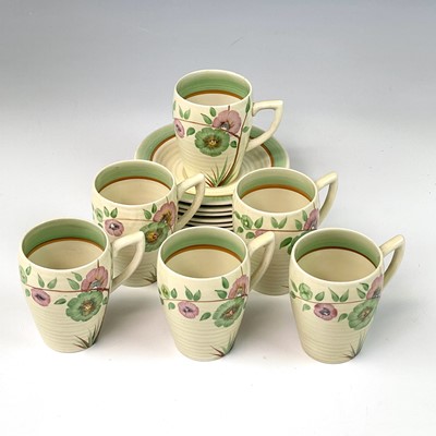 Lot 821 - A Clarice Cliff Lynton shape coffee set, circa...