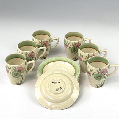Lot 821 - A Clarice Cliff Lynton shape coffee set, circa...