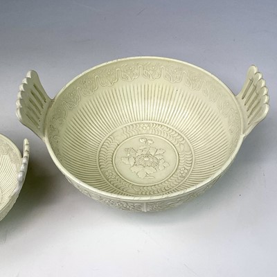 Lot 890 - A Sowerby glass Queen's Ivory ware bowl, with...