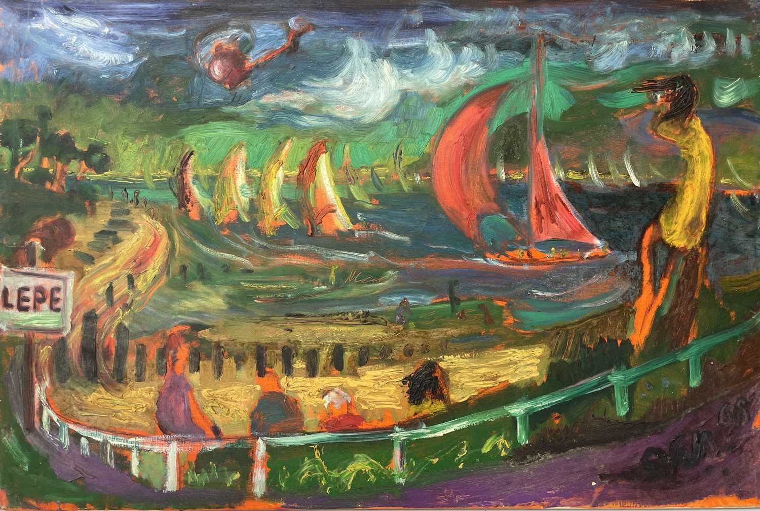 Lot 222 - Sven BERLIN (1911-1999) Sailing Lepe Oil on...