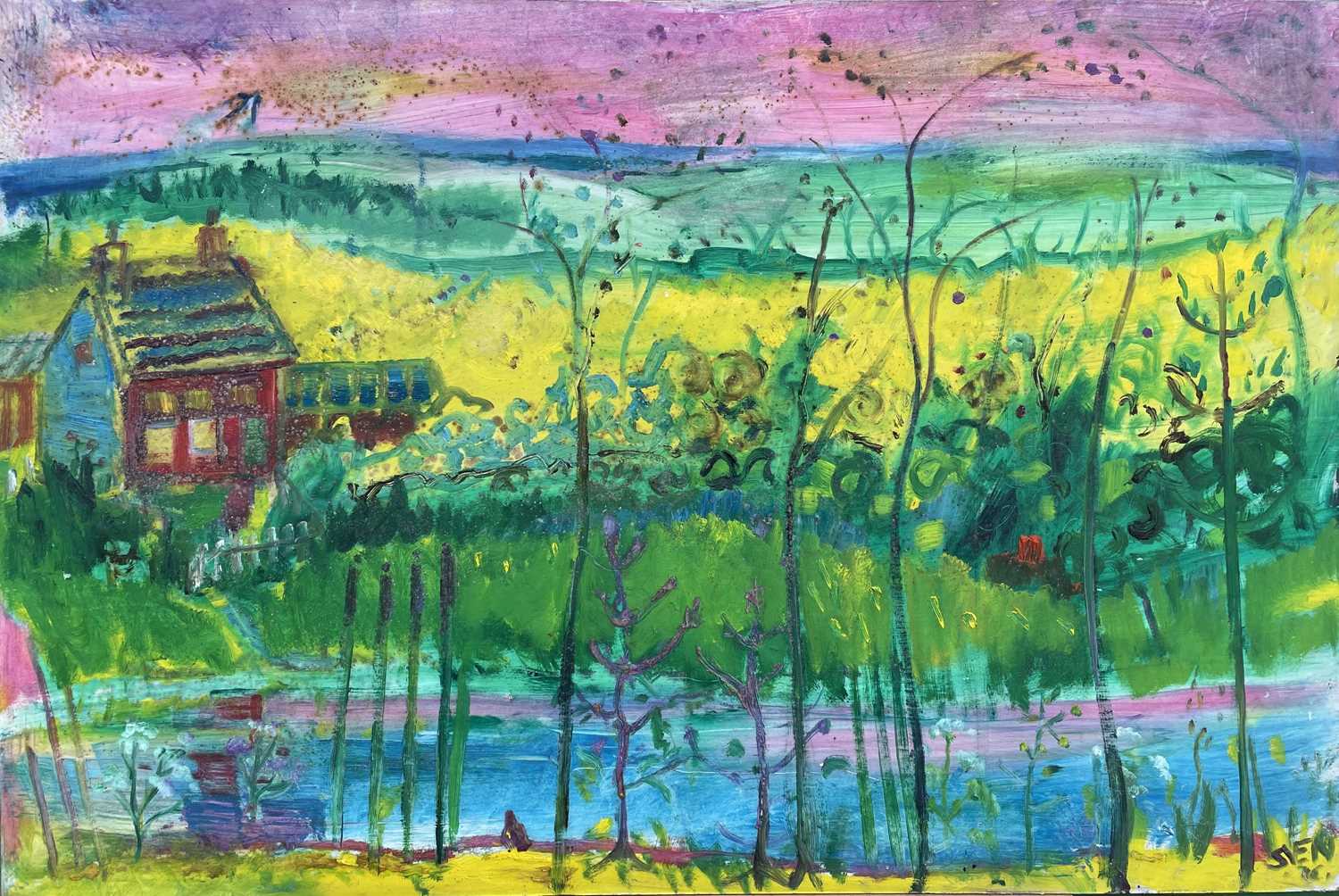 Lot 531 - Sven BERLIN (1911-1999) Landscape Oil on board...