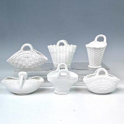 Lot 893 - Six assorted Victorian white opaque glass...