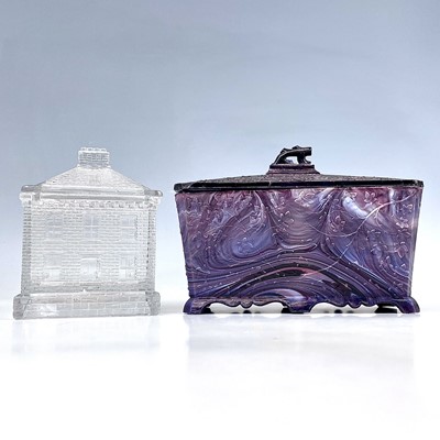 Lot 894 - A Victorian purple malachite glass tea caddy...