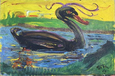 Lot 80 - Sven BERLIN (1911-1999) Black Swan Oil on...