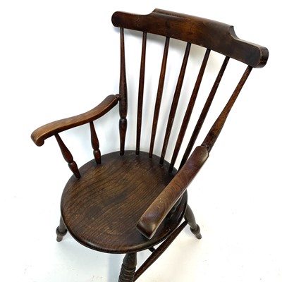 Lot 204 - A 19th century elm and beech kitchen armchair,...