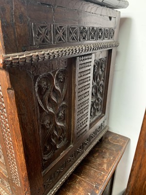 Lot 101 - An oak coffer, with 16th century panels,...