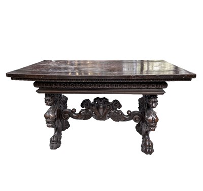 Lot 109 - A 17th century style oak dining table, the...