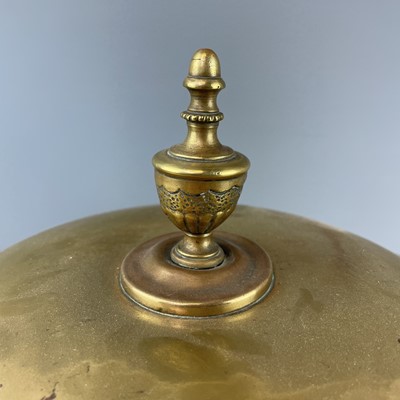 Lot 112 - A cylindrical pierced brass coal box, early...
