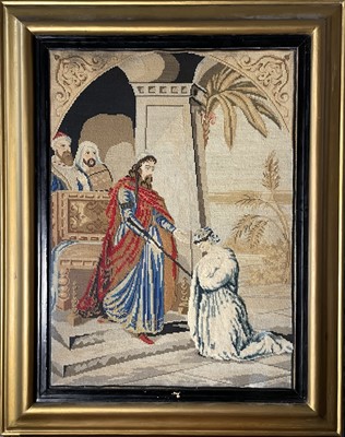 Lot 127 - A Victorian needlepoint picture, with a...