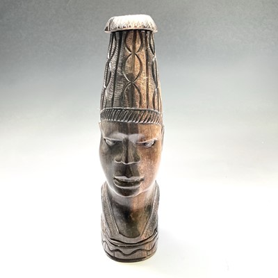 Lot 199 - A west African ironwood bust carving, height...