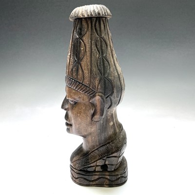 Lot 199 - A west African ironwood bust carving, height...