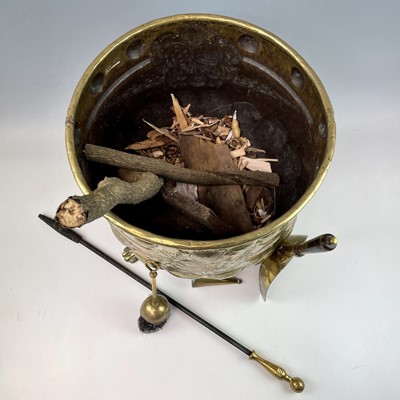 Lot 63 - A Victorian brass log bucket, of circular form,...