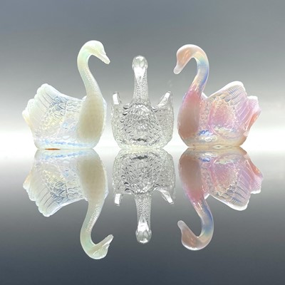 Lot 913 - A Burtles, Tate & Co opalescent glass swan...