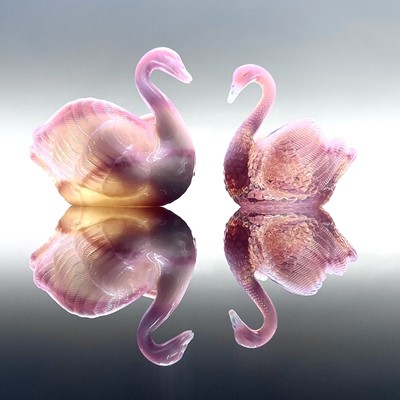 Lot 914 - A Burtles, Tate & Co rose opalescent swan posy...