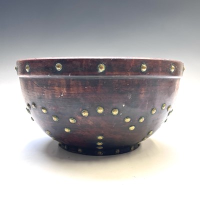Lot 98 - A 19th century beech dairy bowl, with brass...