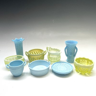 Lot 929 - A Sowerby turquoise glass basketweave small...