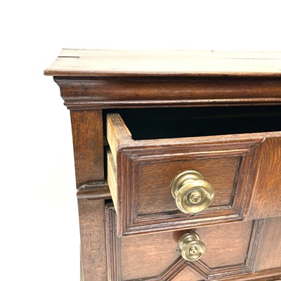 Lot 86 - A 17th century oak chest of drawers, with...