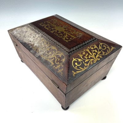 Lot 14 - A Regency rosewood and cut brass inlaid...