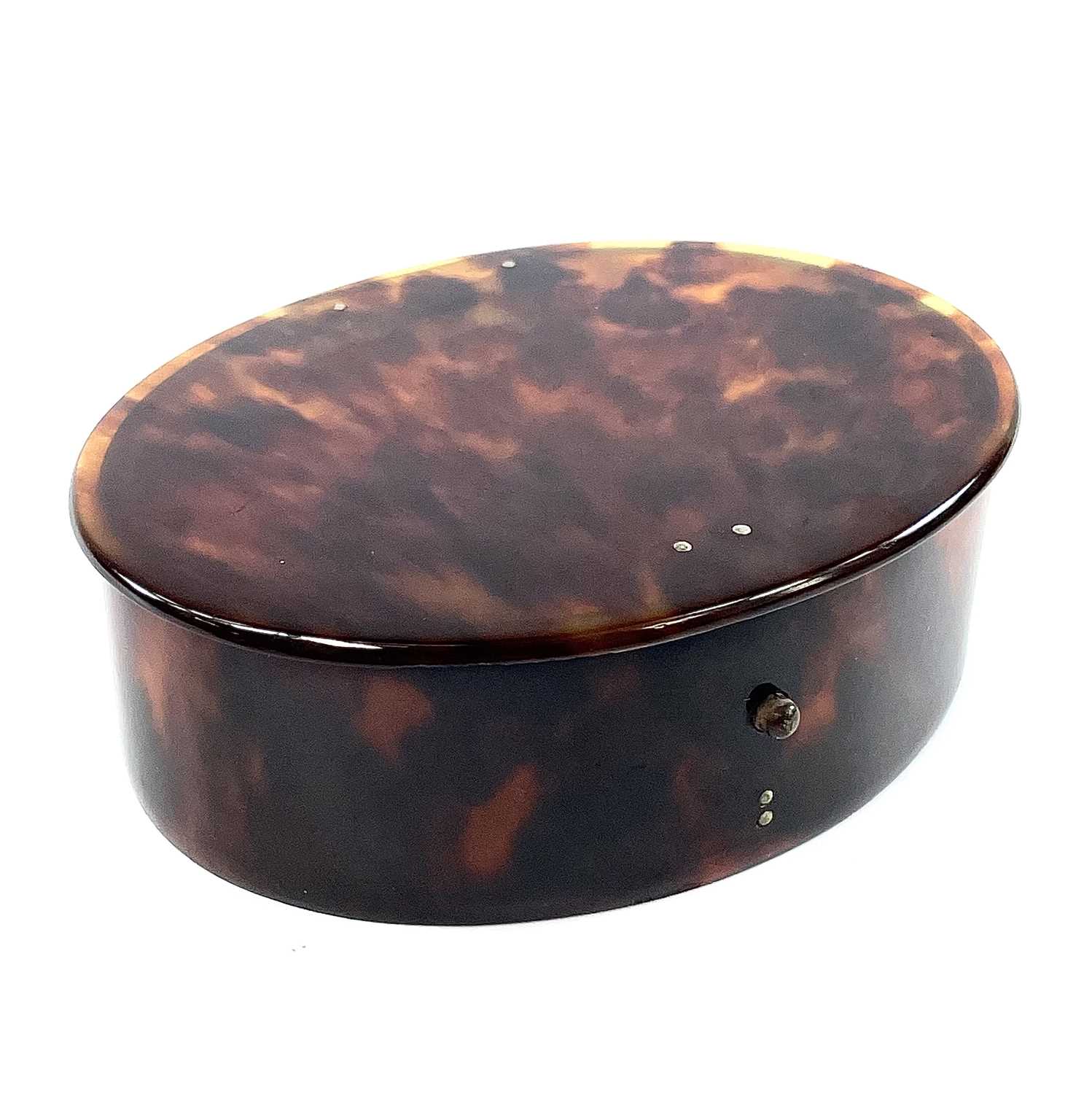 Lot 277 - An Edwardian oval tortoiseshell box, with...