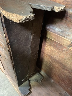 Lot 75 - A late 17th century oak six plank coffer, with...