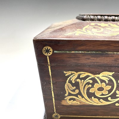 Lot 162 - A Regency rosewood and cut brass inlaid...