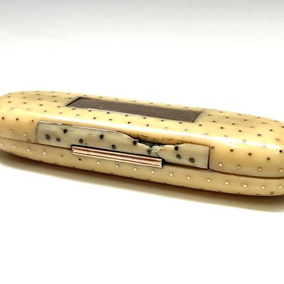 Lot 167 - A George III ivory and rose gold pique work...
