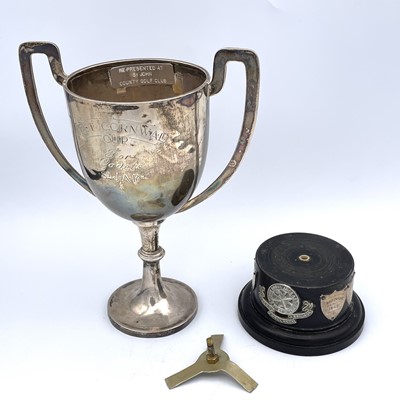 Lot 129 - A George VI silver twin handle pedestal trophy...