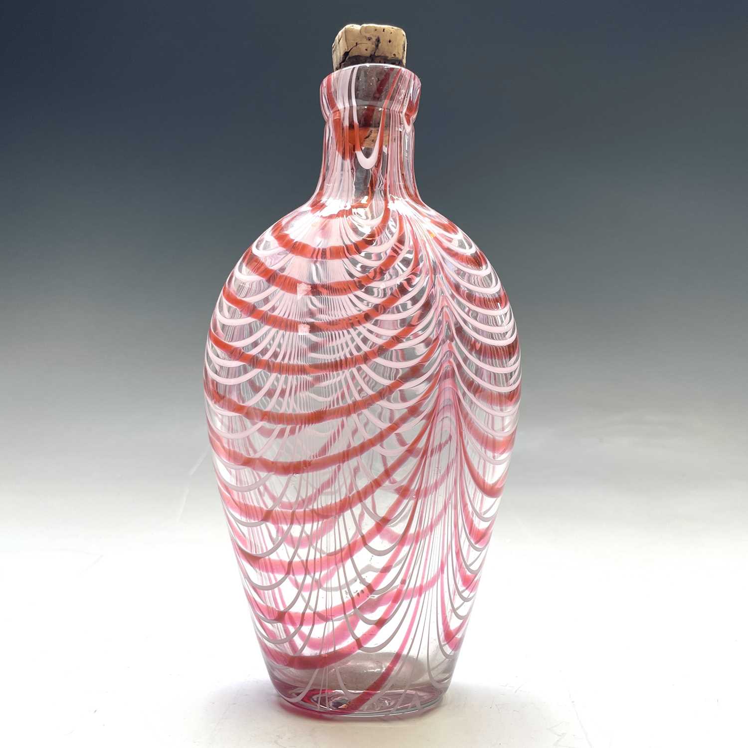 Lot 801 - A Victorian Nailsea-type glass flask, with...