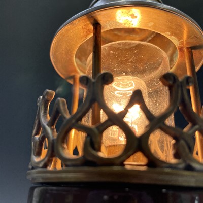 Lot 83 - A Cornish serpentine lighthouse lamp, with...
