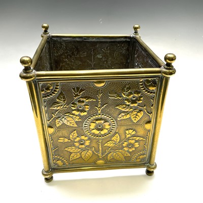 Lot 22 - A late Victorian small square embossed brass...